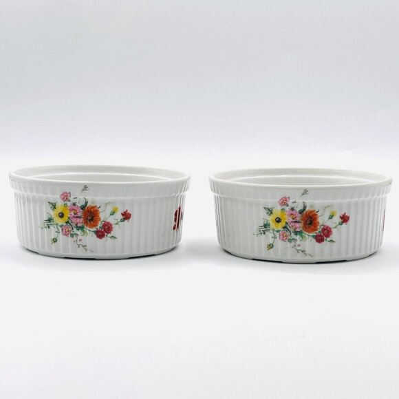 Apilco Porcelain France Quiche Baker Ribbed Floral Baking Dish Pottery Qty 2 - Picture 3 of 5